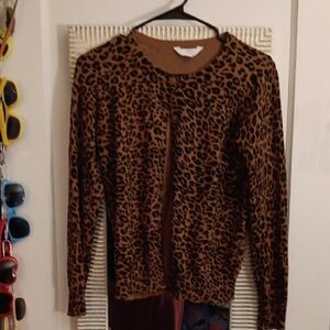 💜 3/$15💜Time and Tru Brown Leopard Print Cardigan💜